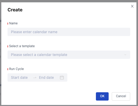 Create work calendar