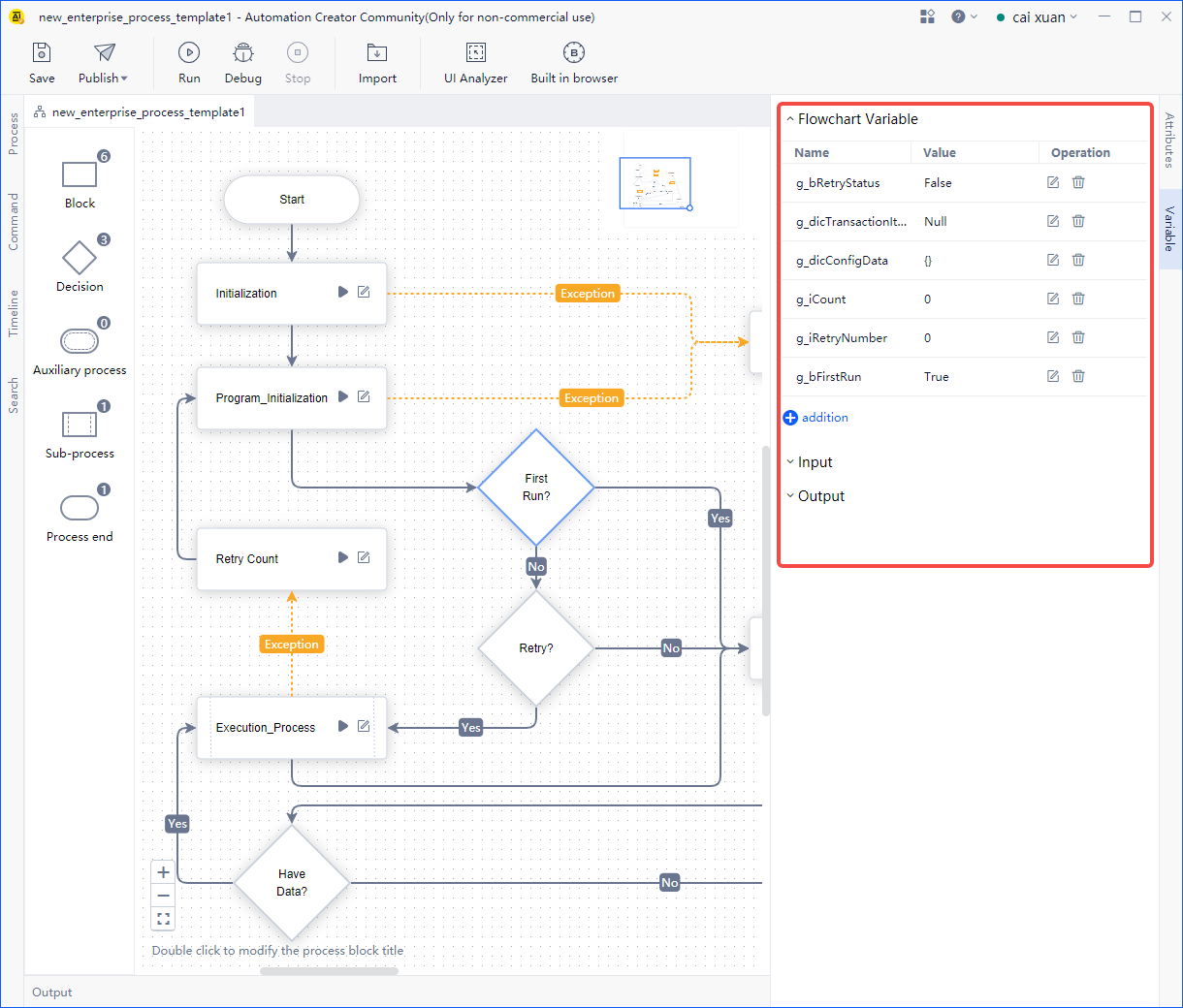 flowchart variable