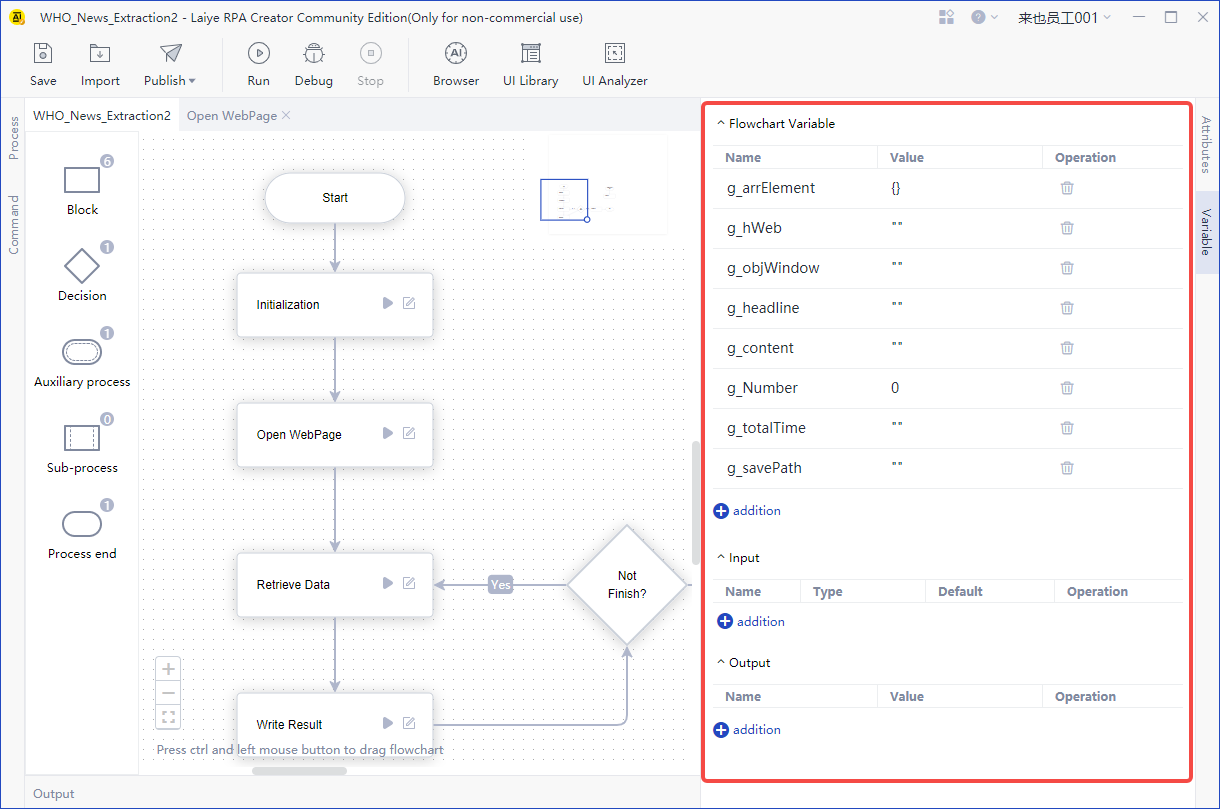 flowchart variable