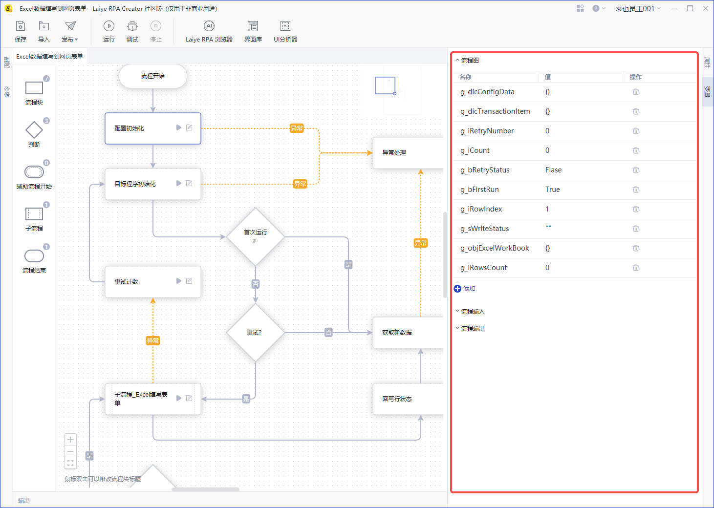 flowchart variable