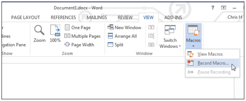 **Figure 1: The "Macro" function of Office**