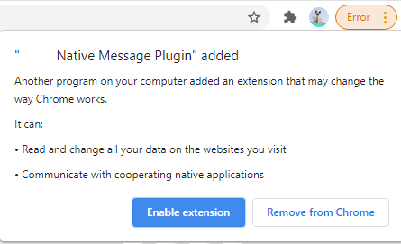 **Figure 55: Chrome browser prompts you that a new extension has been added**
