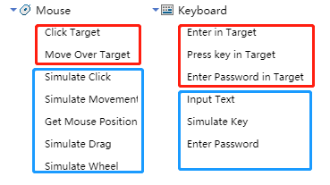 **Figure 63: The Commands with target and Commands without target**