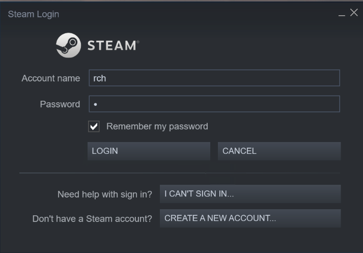 **Figure 66: The login interface of Steam**