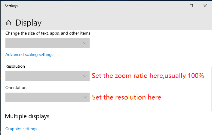 **Figure 73: The Windows 10 resolution and scale interface**