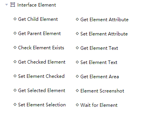 UI elements operation menu