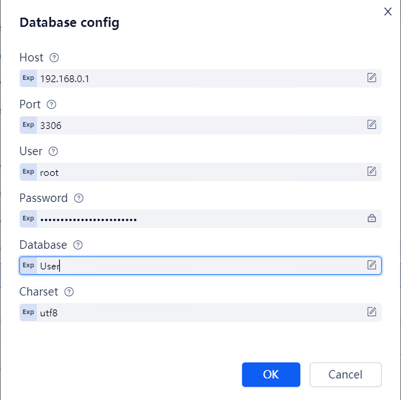 Database configuration