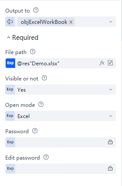 Open Excel Workbook