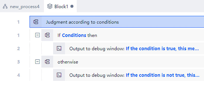 Conditional branch command - add output debug information