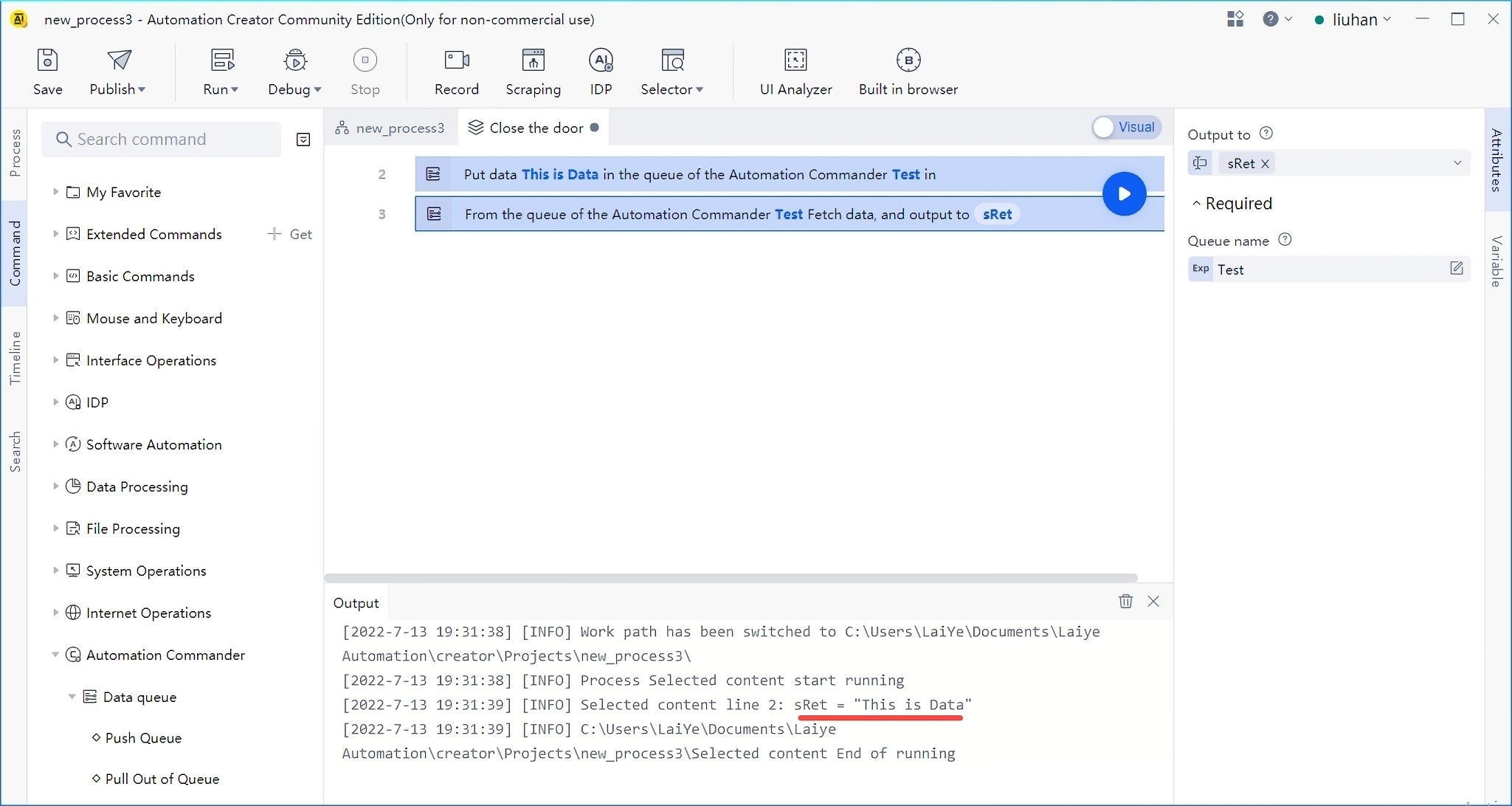 Input and output of data Queues