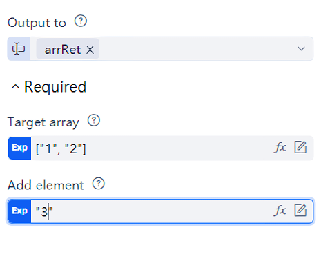 Add elements at the end of the array