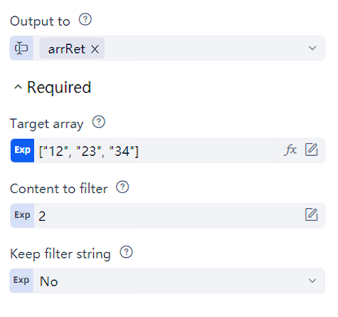 Filter array data