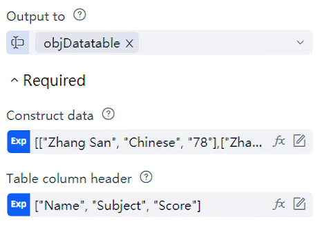 Build Data Table