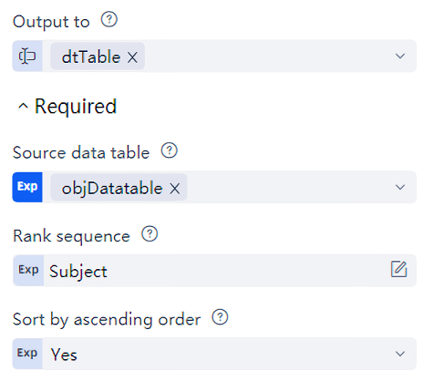 Sort Data Table