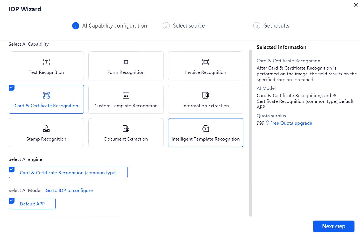 Configure recognizer