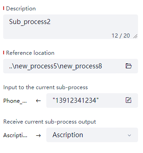 Basic Information panel of sub process and its Settings method